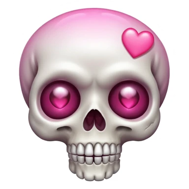 
Cute kawaii skull with a heart shaped pink  nose cartoon -style/cute and transparent for a sticker sticker