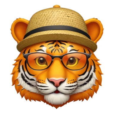 Un tigre con sombrero estilo cubano, una mesa de dj y gafas de sol sticker