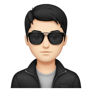fair man with cool black hair with square dark shades sticker
