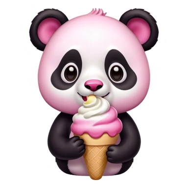 pink panda eating ice cream sticker