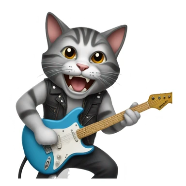 Cat jamming to hard rock music sticker