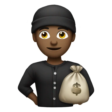 Thief, black shirt with white stripes, money bag sticker