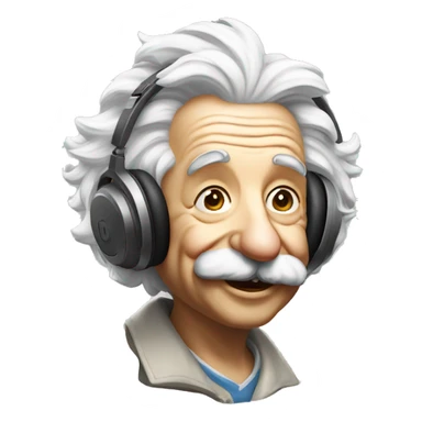 albert einstein happy listening music with just wireless headphones while walking sticker