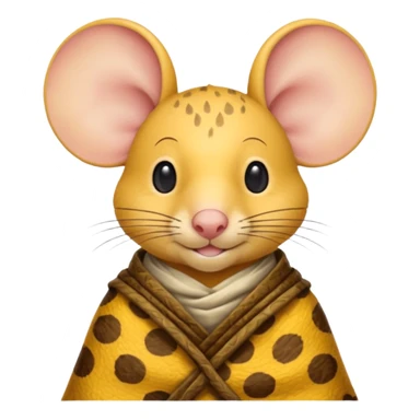 a jerry mouse wearing ancient animal skin cloth, half body, icon, yellow skin, spring sticker