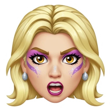 ke$ha with glitter making a snarling fun face sticker