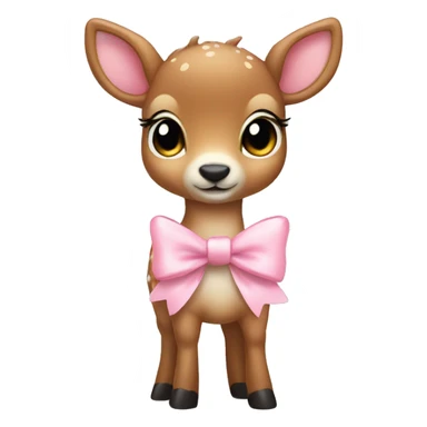 Cute full body deer wearing baby pink bow sticker