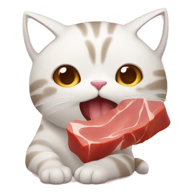 cute cat eating meat sticker