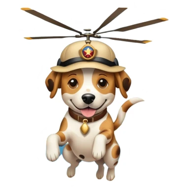 Spotty dog jumping into a pool smoking a cigar while wearing a helicopter hat sticker