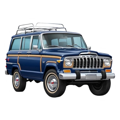 vintage navy blue jeep wagoneer suv (the hood turned to the right) sticker