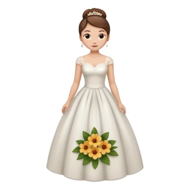 Chica blanca, ojos marrones,vestida novia, cuerpo entero, pelo castaño  recogido chirimbolos sticker