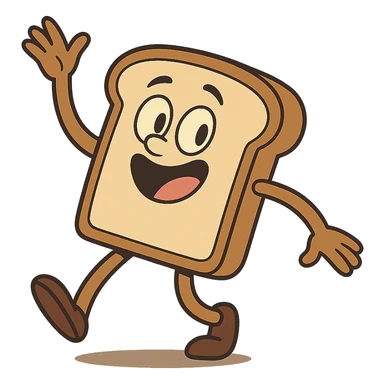 dancing bread in flat toon style sticker