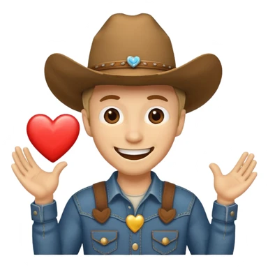 Cow-boy smiley with excited heart sticker
