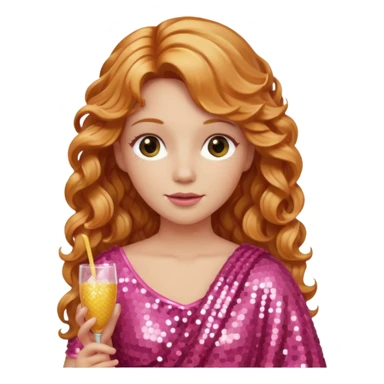 Venus, Goddess of  from Roman Deities with long strawberry blonde wavy hair, pink sequin toga sticker