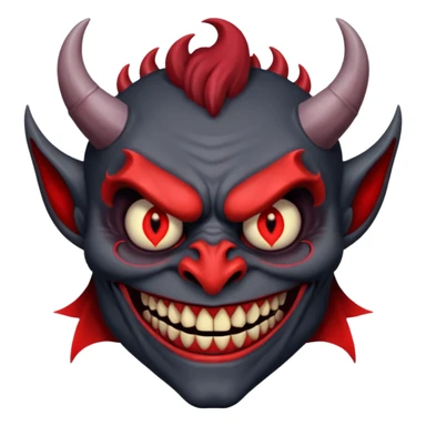 alastor the demon, smiling with his evil red eyes and long evil red teeth, looking evil and demonic and horrible and like a demon. sticker