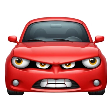red car with angry face sticker