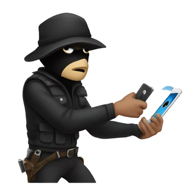 A bandit stealing a phone sticker