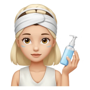 Clean girl aesthetic emoticons, apply skincare products, headband, glowing skin, white vest, soft lighting sticker