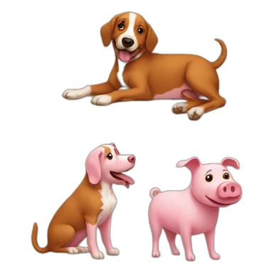 carlos the big brown dog playing with a pig sticker