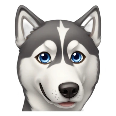 Husky with one blue eye and one brown eye waving sticker