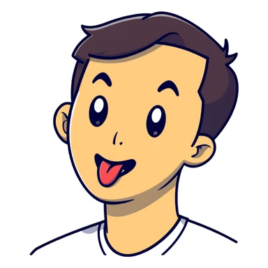 profile view of a man sticking his tongue out, facing left sticker