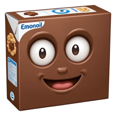brown chocolate cereal box without eyes and mouth sticker