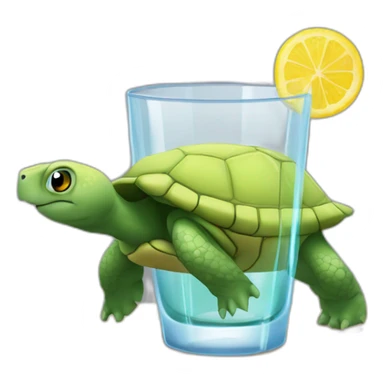 Tortue sur shoto qui boit un verre sticker