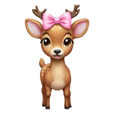 Deer with cute baby pink bow sticker