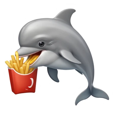 a dolphin eating fries sticker