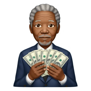 morgan freeman holding money sticker