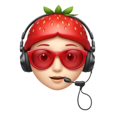Cute strawberry wearing headset and shades sticker
