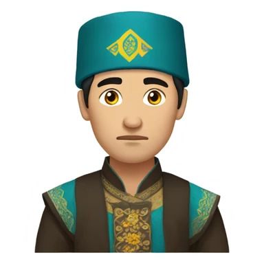 sad kazakh man in traditional clothes photorealistic serious sticker