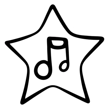 star shape music icon, hand drawn black outlined style sticker