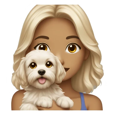 Blonde girl with brown eyes with puppy maltipoo sticker