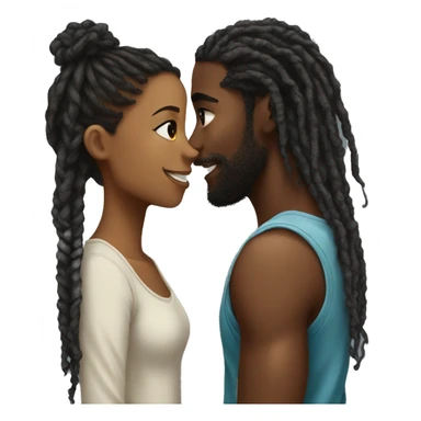 A back boy with dreads and a black girl with a long curly ponytail about to kiss sticker