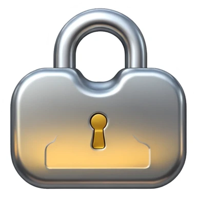Chrome silver lock emoji, iOS emoji style, smooth metallic surface, rounded edges, reflective highlights, minimalistic sticker