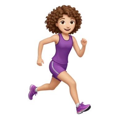 tail curly brown hair girl running sticker