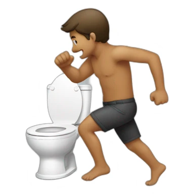 a man touch his butt and run to the toilet sticker