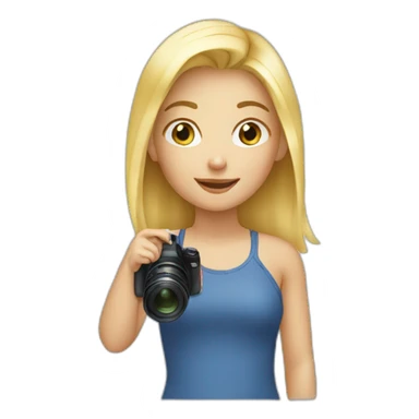 blond girl taking pic of her sticker