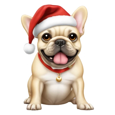 Blonde French bulldog with Santa hat sticker