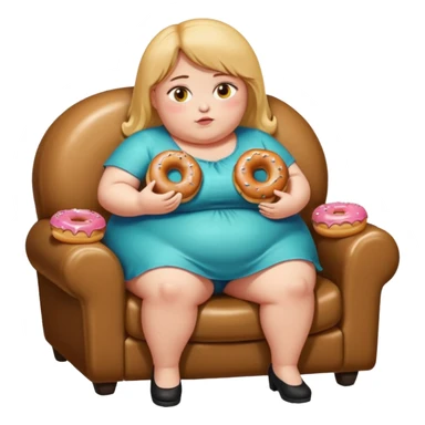A really fat girl eating five donuts stacked in a chair she’s squished in sticker