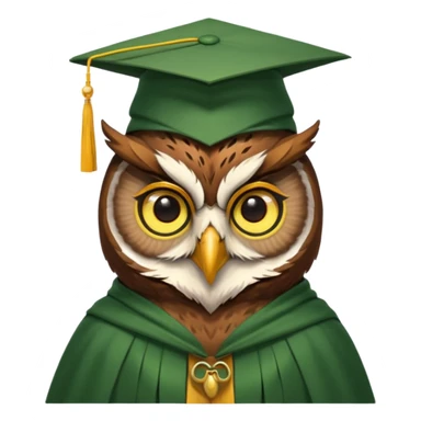 owl professor in green cloak graduation sticker