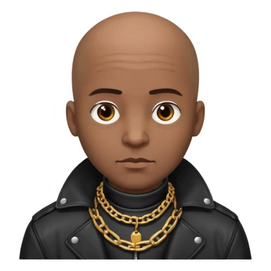 Bald dark leather clad guy wearing thick heavy chain collar sticker