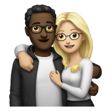 white men with dark hair and glasses hugs a blonde women sticker