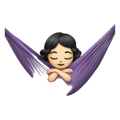 white skinned girl with black hair laying in a lilac hammock sticker