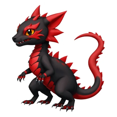 Cherry-Red and Jet-Black Fierce Fiery Mohawked Gothic Salandit-Litten-Torracat-hybrid-creature (full body) sticker