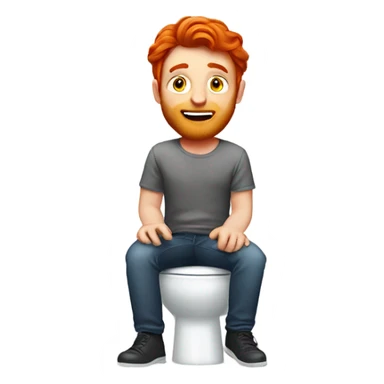 Red headed man sitting on the toilet make his hair straight sticker