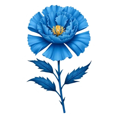 a tattoo design featuring a life like blue carnation flower without the stem and the number 14 sticker