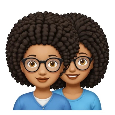 Chubby brown skin girl with glasses, brown eyes, black curly afro and a shorter skinny vrown skin girl with black dreadlocs and brown eyes sticker