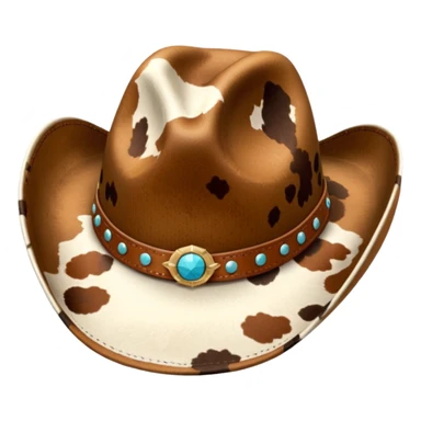 Brown cow print cowgirl hat sticker