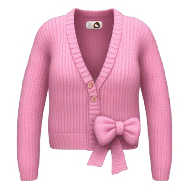 Pearl BOW-DETAIL RIB-KNIT pink CARDIGAN sticker